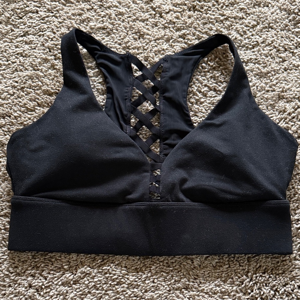 Fabletics Black Lattice Sports Bra M